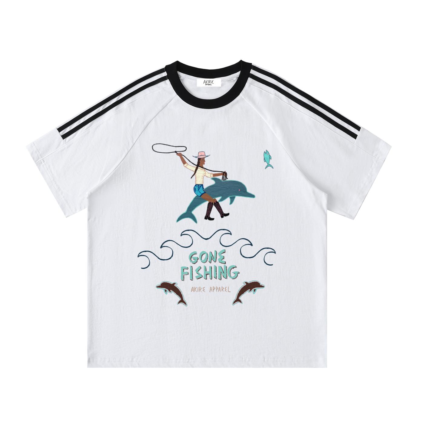 Gone Fishing - Contrast Stripe Crewneck