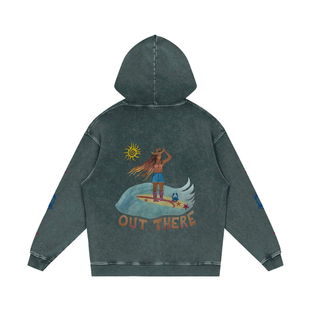 OUT THERE - Heavyweight Snow Washed Loose Hoodie