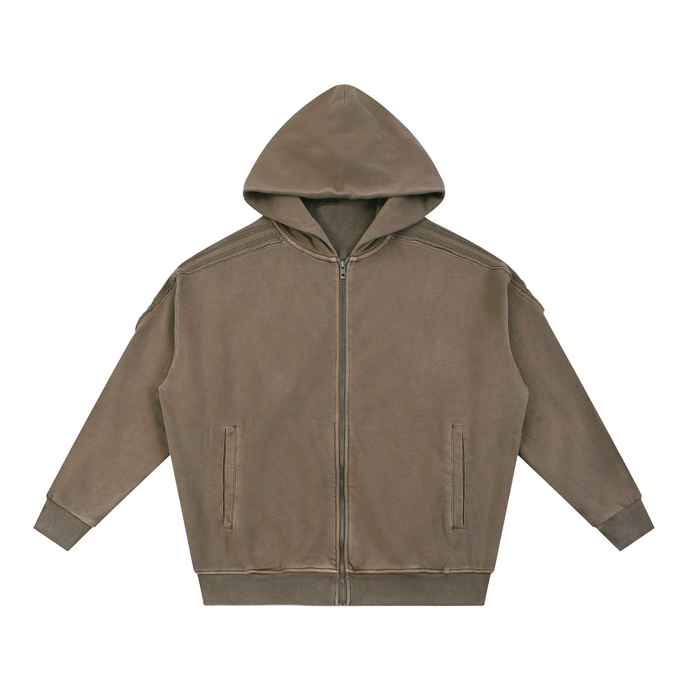 CRAY CRAY - Thick Snow Washed Distressed Zip Hoodie