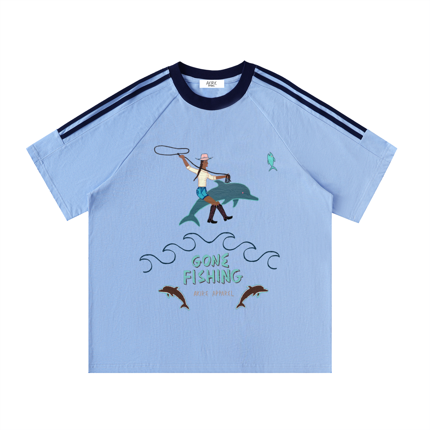 Gone Fishing - Contrast Stripe Crewneck