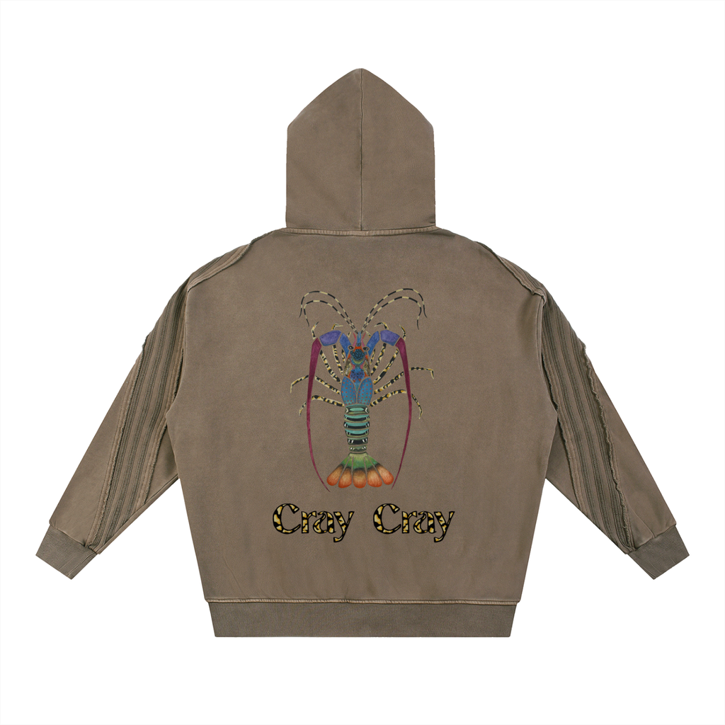 CRAY CRAY - Thick Snow Washed Distressed Zip Hoodie