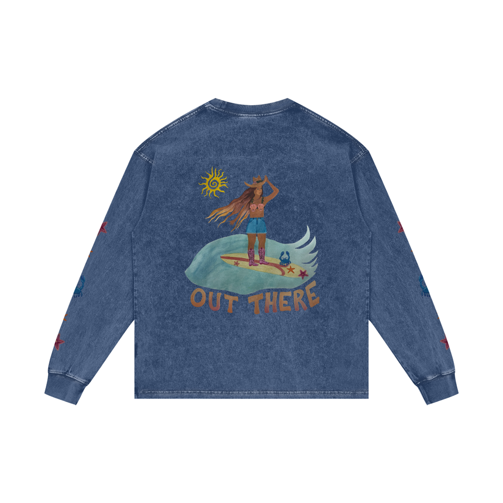 OUT THERE - Acid Wash Oversize Long Sleeve