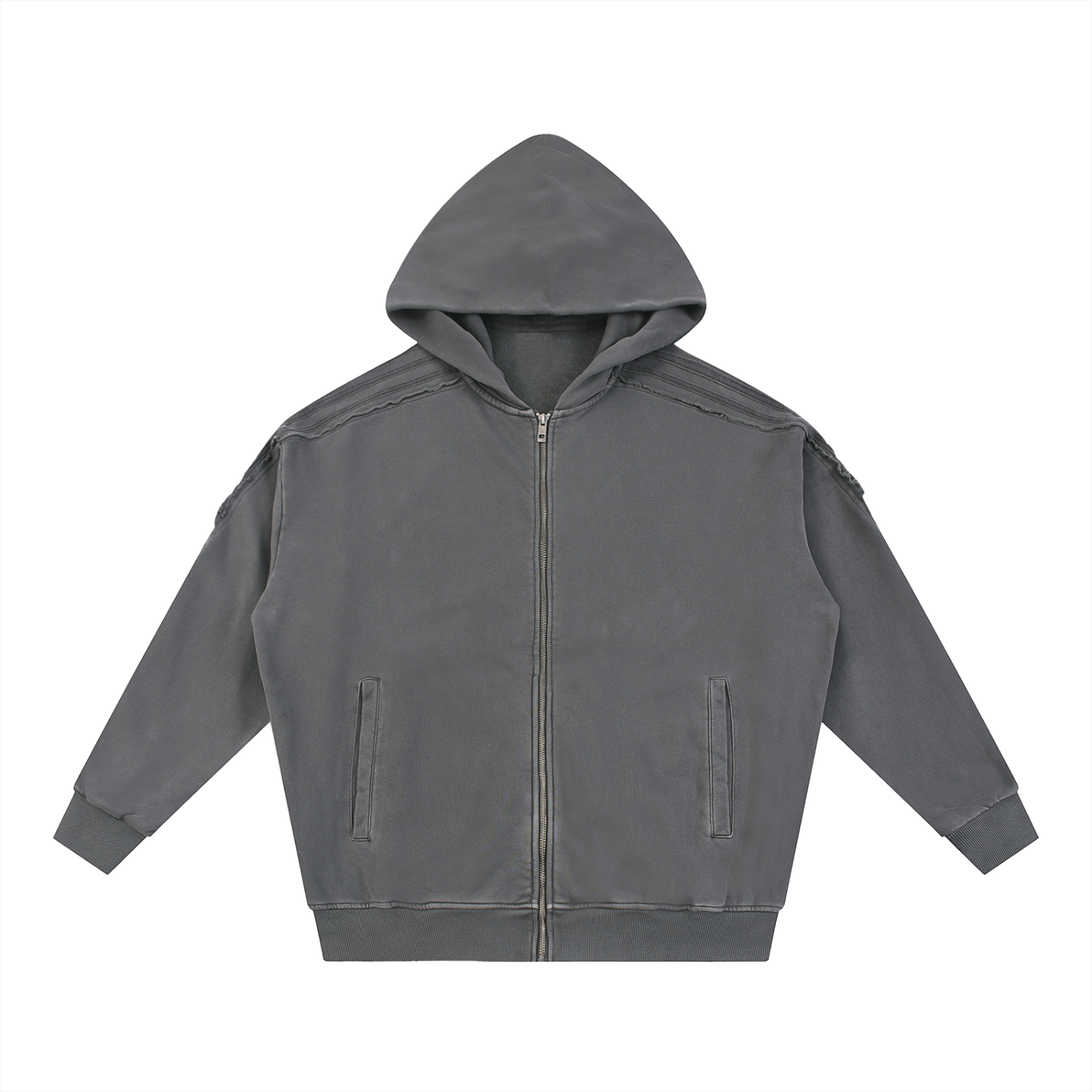 CRAY CRAY - Thick Snow Washed Distressed Zip Hoodie