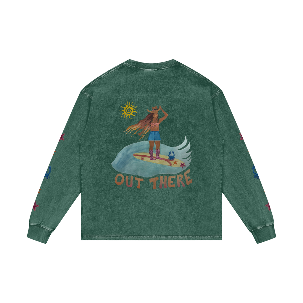 OUT THERE - Acid Wash Oversize Long Sleeve