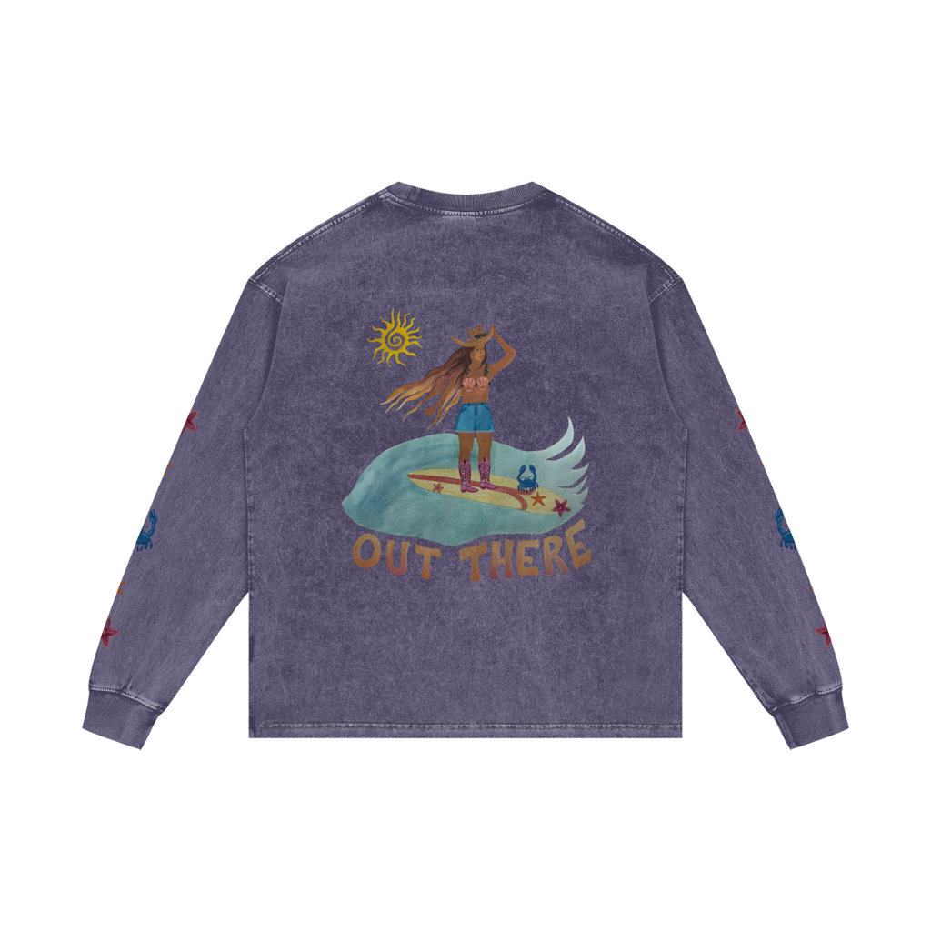 OUT THERE - Acid Wash Oversize Long Sleeve