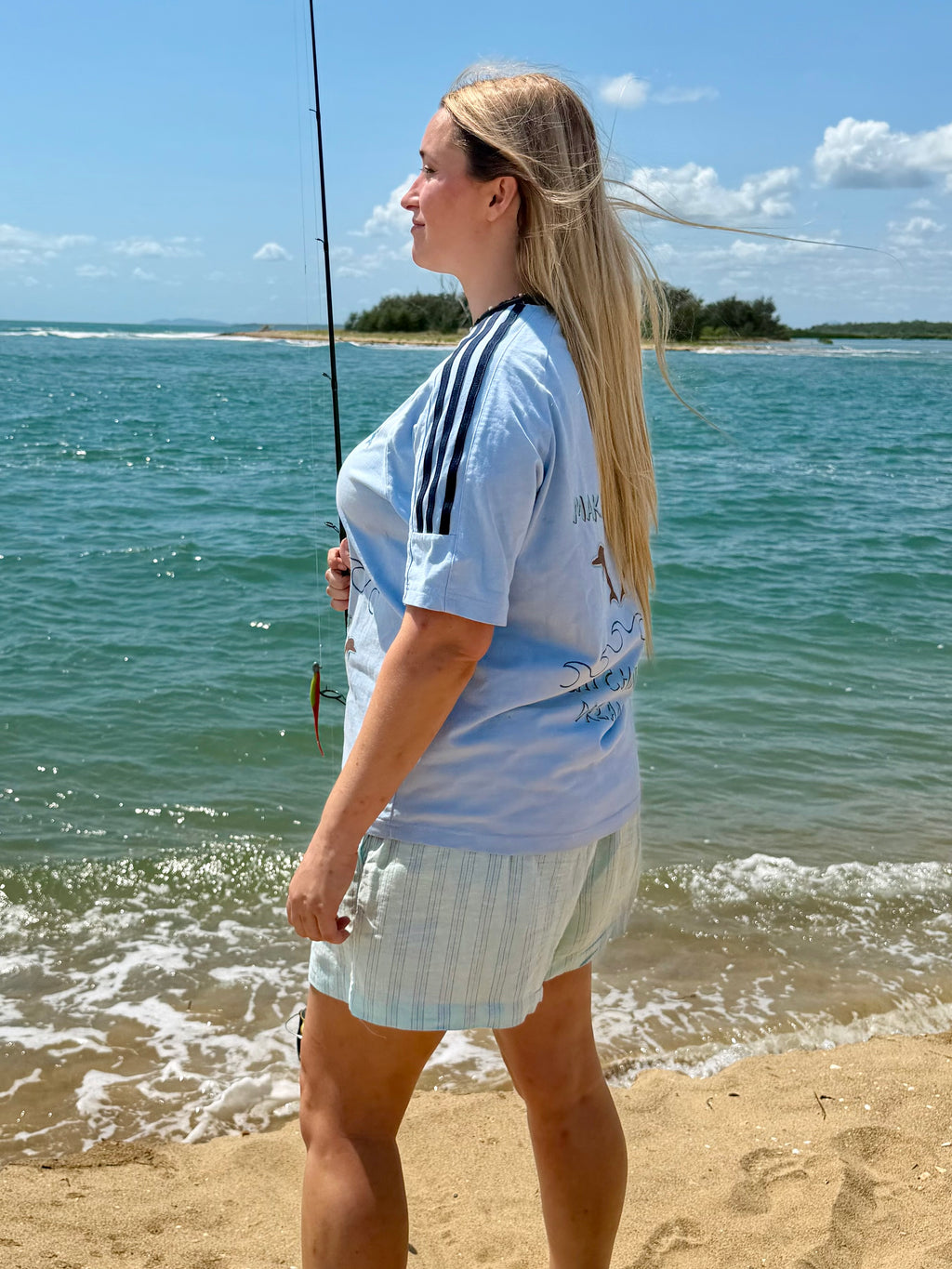 Gone Fishing - Contrast Stripe Crewneck