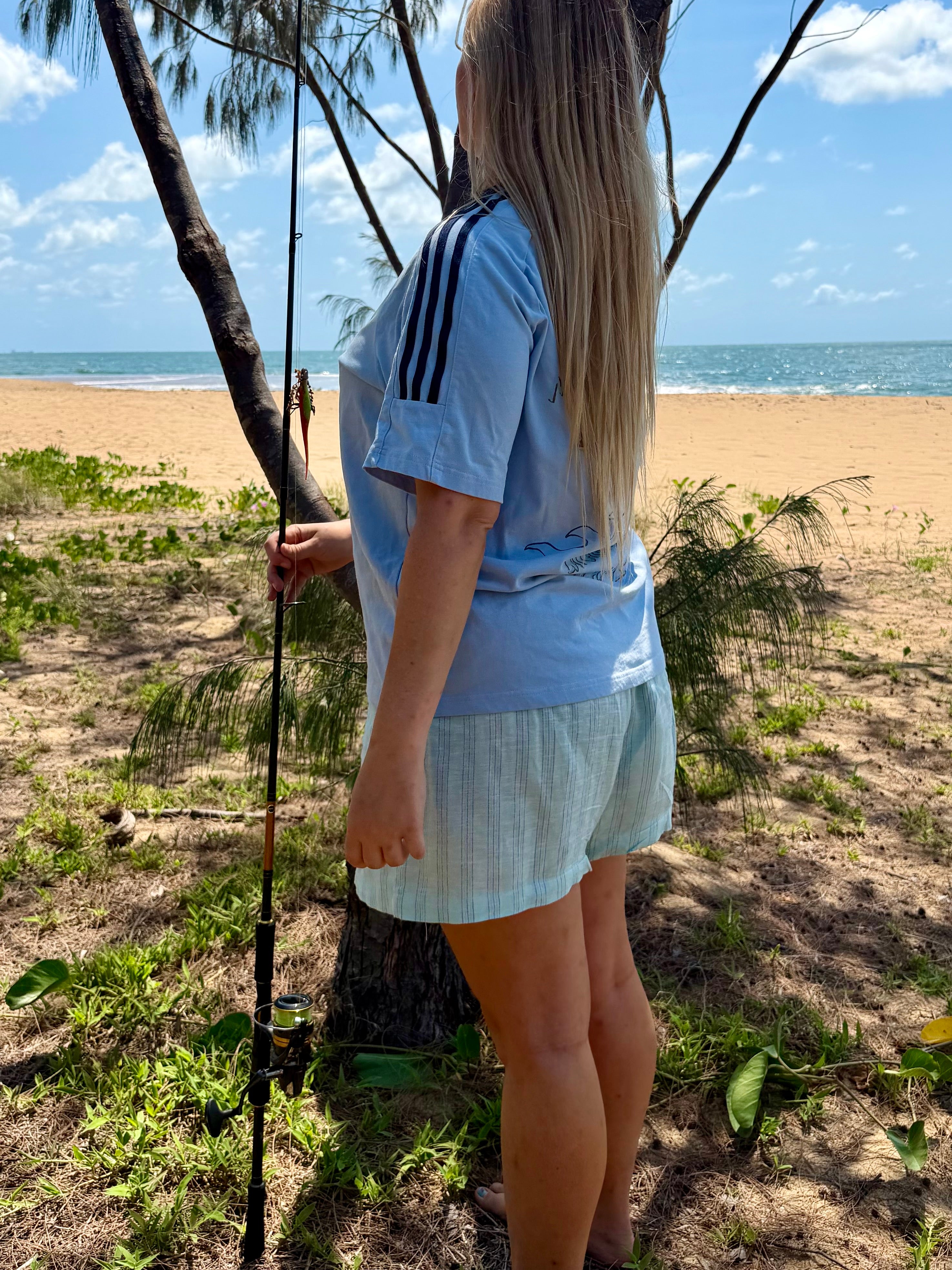 Gone Fishing - Contrast Stripe Crewneck