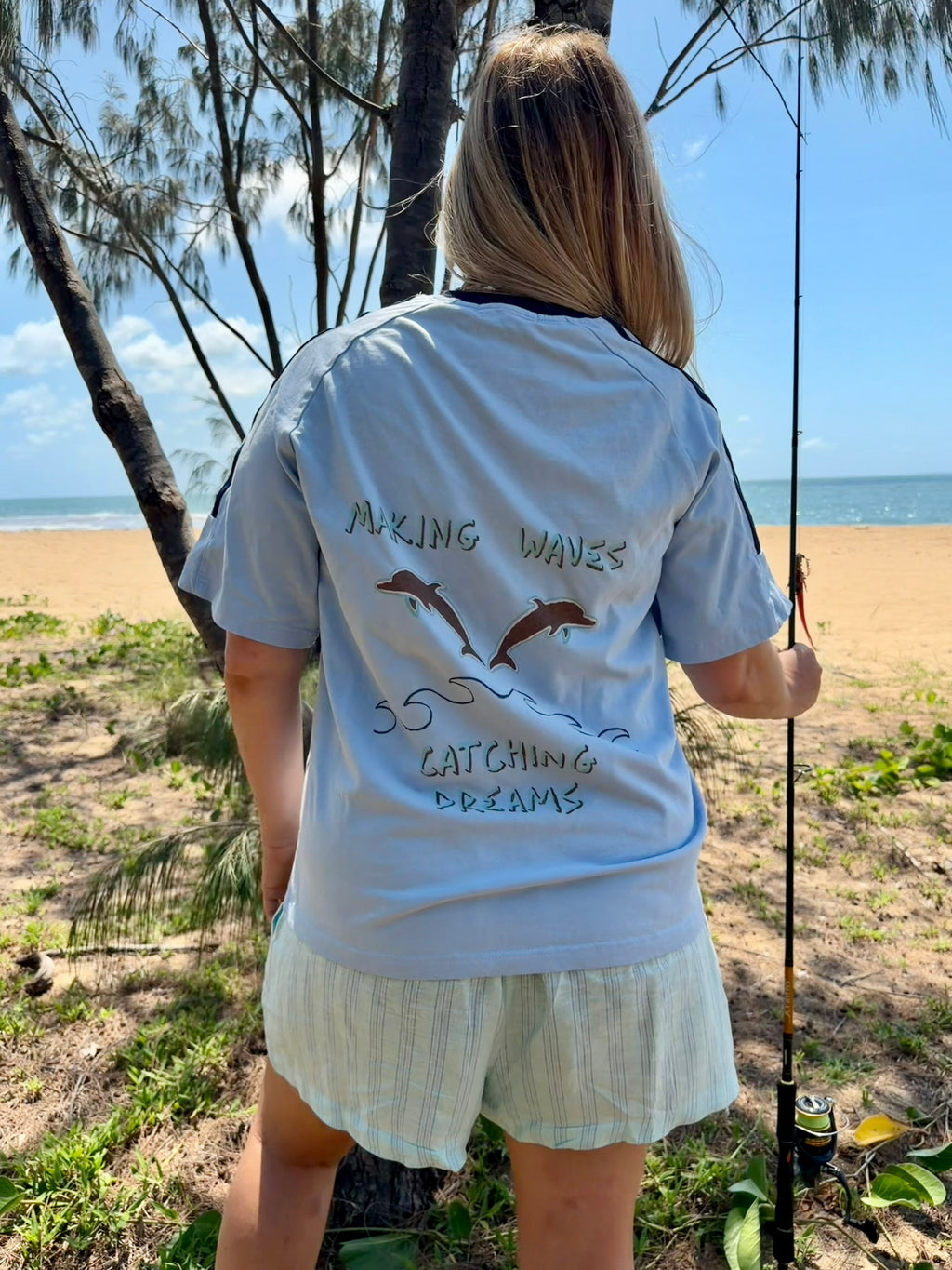 Gone Fishing - Contrast Stripe Crewneck