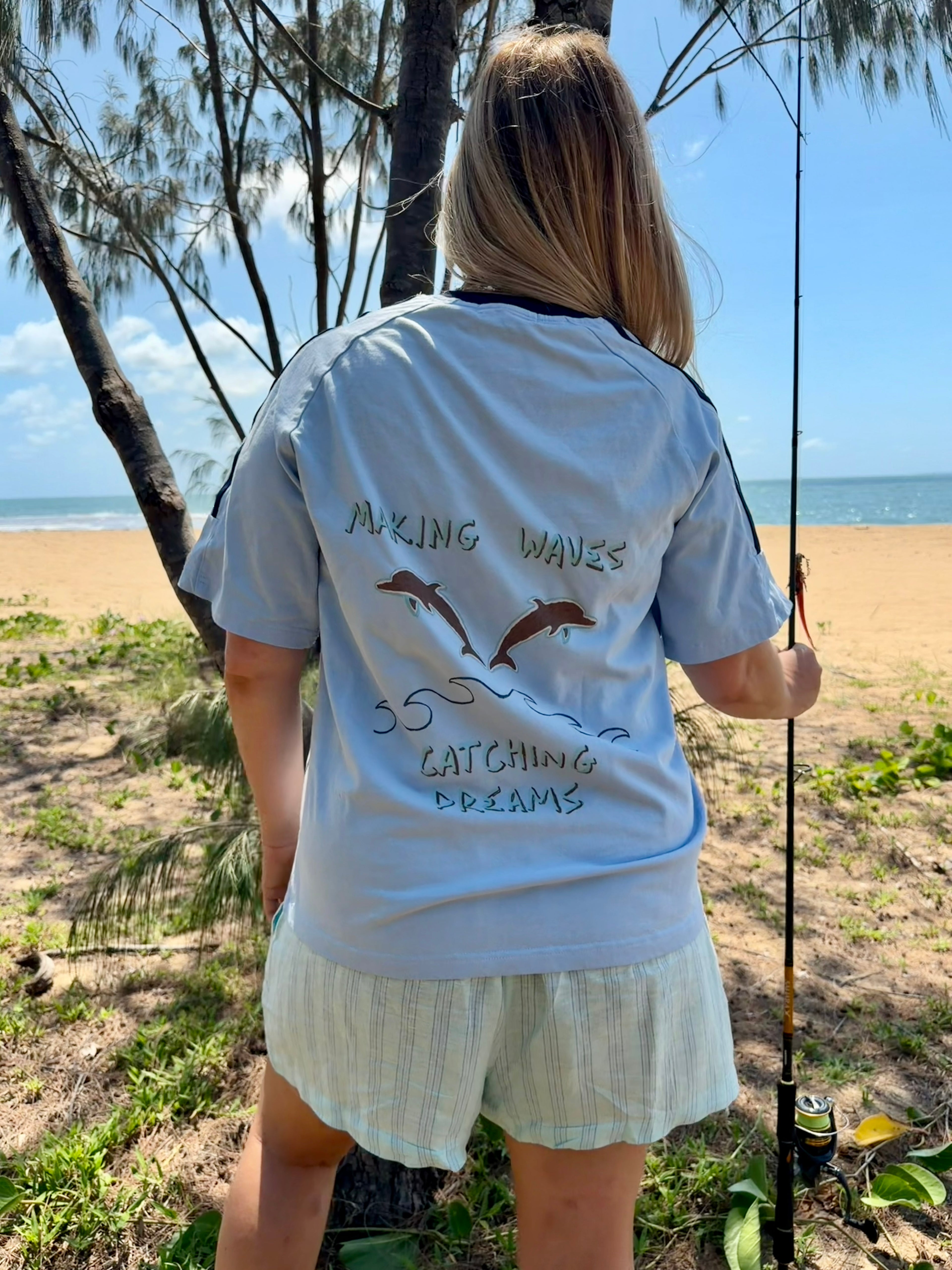 Gone Fishing - Contrast Stripe Crewneck