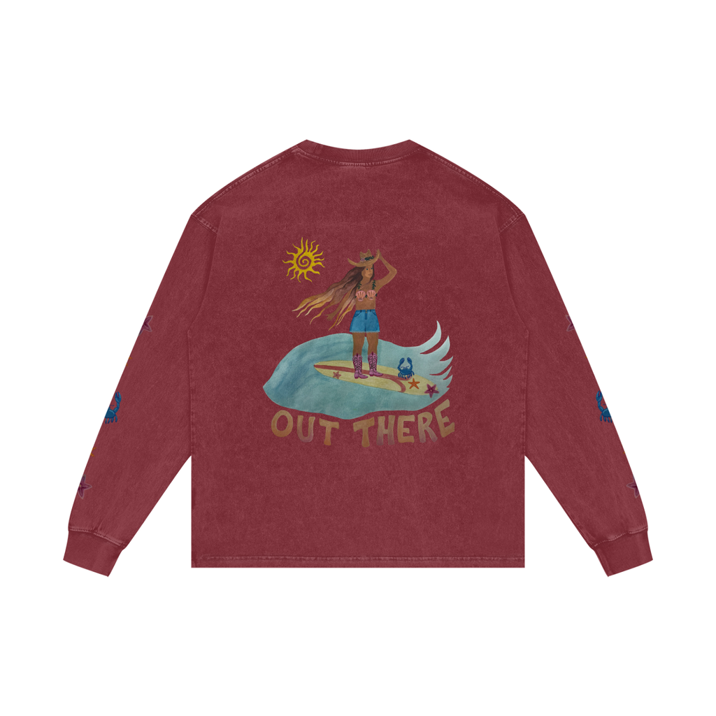 OUT THERE - Acid Wash Oversize Long Sleeve