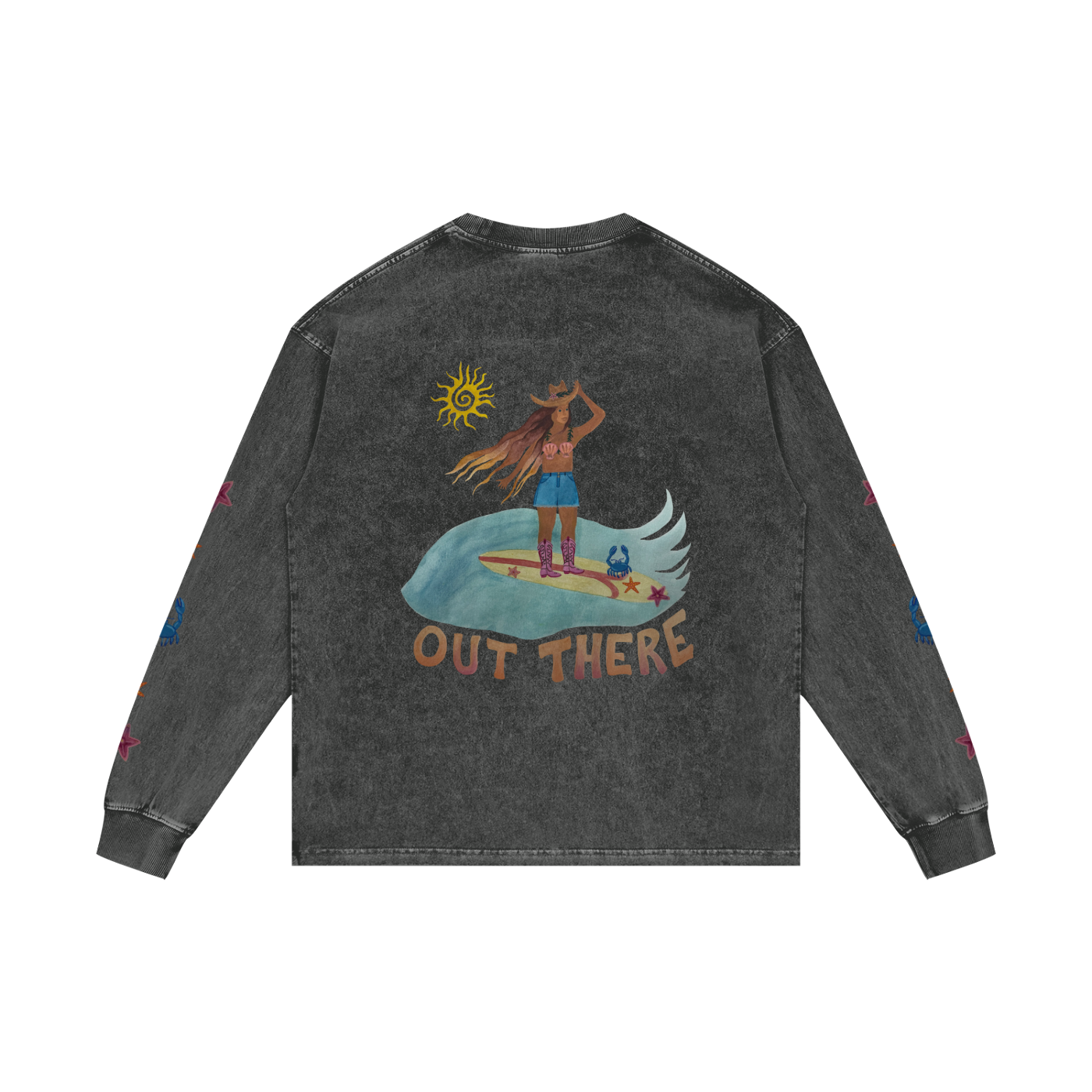 OUT THERE - Acid Wash Oversize Long Sleeve